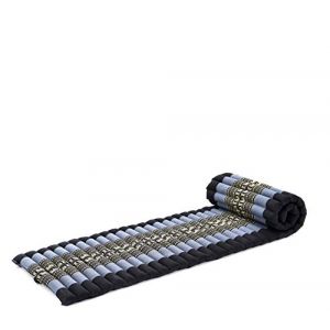 Leewadee Matelas De Sol Pliable, Futon Japonais Enroulable, Lit D'Appoint, Chauffeuse, Tapis De Yoga Ou M&eacute;ditation en Kapok, 190 x 50 cm, Bleu (Leewadee, neuf)