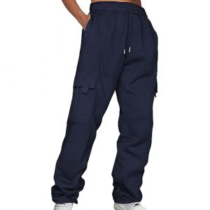 Pantalon Cargo Femme Taille Haute Pantalons de Travail Surv&ecirc;tement Pantalon Jogging Femme Sarouel Hip Hop &Eacute;lastique Yoga Fitness avec Poches Taille &Eacute;lastiqu&eacute; Sport Jogging (UoUa1245, neuf)