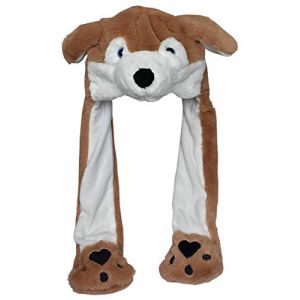 JOYHY Enfant Adultes Peluche Mouvement D'Oreille Oreille Flap Chapeau Loup Marron (Joychaustore, neuf)