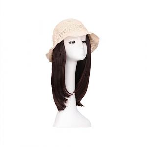 Bonnet Chauve Chapeau femmes été soleil chapeaux blanc seau chapeau avec perruque postiche for femmes faux cheveux vague Fit casquette filles Bonnet de Cheveux (Color : B) (xingfuxidedian, neuf)