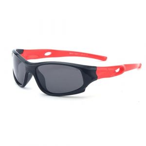 JoXiGo Lunettes de Soleil Enfant Sport Polaris&eacute;es Incassable Gar&ccedil;on et Fille (3-12 ans) + Cordons &agrave; lunettes + &Eacute;tui &agrave; Lunettes (Cadre Noir - Branches Rouge) (JoXiGo-FR, neuf)