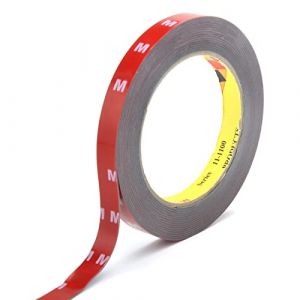 Ruban adh&eacute;sif double face extra fort - Pour r&eacute;troviseur de voiture - R&eacute;sistant &agrave; la chaleur - Ronds - Pour voiture, maison et bureau - 5 m - 1 rouleau (12 mm) (xinzemei, neuf)