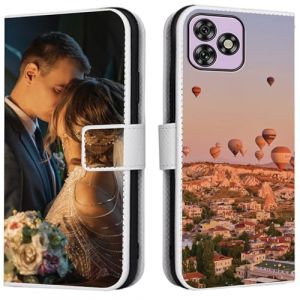 CAXKJE Coque Personnalis&eacute;e pour Blackview Wave 8 Cuir PU Protection Housse,avec Votre Propre Photo Image Texte Nom Housse,Etui en Case Silicone Bumper Cuir Etui Flip Cover -SAMHD-White (YICHUANGXING STORE, neuf)