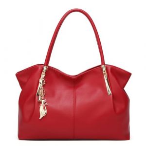 Pahajim Sac Cabas Femme Grand Sac Bandoulière Femme Pu Cuir Sac Fourre Tout Shopper Souple pour le Shopping, le Travail et les Voyages(Rouge) (Pahajim, neuf)