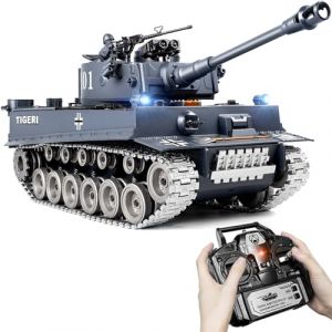 Supdex Tank Telecommande, Char Tiger I 1/18 T&eacute;l&eacute;command&eacute; Maquette Blind&eacute;e, T&eacute;l&eacute;commande 2,4GHz Mod&egrave;le Char de Combat, T&eacute;l&eacute;commande Crawler R&eacute;servoir avec Tir et Son R&eacute;aliste pour Adultes et Enfants (YuuDelvv, neuf)