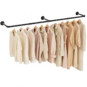 Yawinhe Tringle &agrave; v&ecirc;tement Industriel, 178cm Porte-v&ecirc;tements robuste en fer retro, Portemanteaux Muraux, pour Magasins, Maison,Balon,Vestiaire, Noir, YMG004 (YAWINHE-FR, neuf)