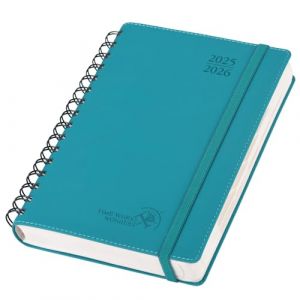 POPRUN Agenda 2025 2026 Journalier 21,5 x 14,5 cm, D'Août 2025 à Juil 2026 12 Mois 1 Page par Jour A5 Agenda, Planner Scolaire Couverture Souple en PU Cuir Spirale, Papier 80g/m², Pacifique Vert (Time Works Wonders, neuf)