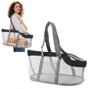 PETCUTE Sac Transport Chien,Sac à Main pour Animaux De Compagnie en Maille Respirant,Sac de Voyage pour Chien avec Coussins Amovibles,Confortable Sacoche À Bandoulière Portable pour Petits Chiens (PETCUTE-FR, neuf)