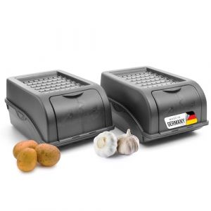 Novaliv Lot de 2 boîtes de rangement pour pommes de terre - 3,5 l - Gris anthracite - Boîte à oignons - Boîte à légumes empilable - Boîte de rangement pour pommes de terre, oignons, pommes de terre, (AMP GmbH, neuf)