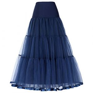 SSDH Jupon Long à Volants Crinoline Vintage Mariage Jupon de mariée pour Robes de mariée sous-Jupe Rockabilly Tutu (FR/ES, Alpha/Lettres, TG, Taille Normale, Taille Normale, Bleu Marine) (Sanduohua, neuf)