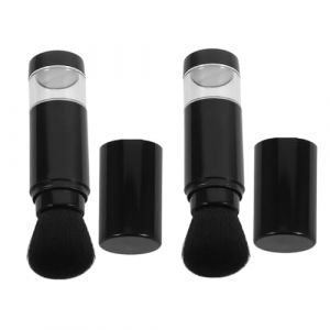 PartyKindom 2pi&egrave;ces Pinceaux de Maquillage Portables avec Capuchon Applicateur pour Fond de Teint et Blush Accessoire de Rechange pour Poudre Compacte (Brushira, neuf)