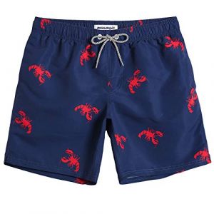 MaaMgic Homme Short de Bain Maillot Classique Design Tropical pour Vacances Voyage en Eté sur la Plage,Bleu foncé Écrevisse S (baohui, neuf)