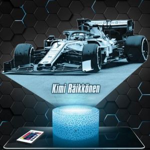 Lampe de chevet, Veilleuse Tactile Formule 1 K. Räikkönen F1 Lampe 3D LED illusion, Idée cadeau Noël anniversaire garçon et fille Lampe de nuit chambre d'enfant ou adulte (Lampephoto-fr, neuf)