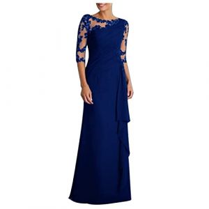 SYDUZAX Robe De Soirée Chic et Glamour Femme en Dentelle Robe de Cocktail pour Mariage Invité Robe Longue Femme Chic Et Elegant Sexy Noire Dentelle Robe Manches 3/4 Robe Bal De Promo Slim Fit (Vnvf-Hnek, neuf)