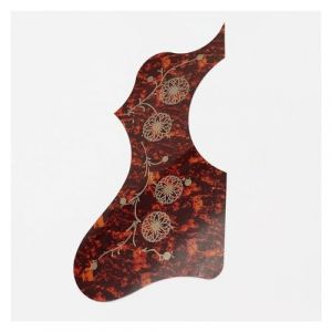 Plaque De Protection Pour Guitare Protection Pour Guitare Acoustique Folk Gaucher, Plaque Anti-rayures Avec Motif De Fleurs Dorées(B) (kai_ling, neuf)