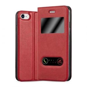 cadorabo Coque pour Apple iPhone 7 / 7S / 8 / SE 2020 en Rouge Safran - Housse Protection avec Stand Horizontal et Deux Fenêtres - Portefeuille Etui Poche Folio Case Cover (cadorabo-shop, neuf)