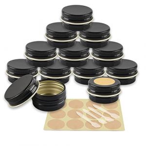 YANCAER 10 Pièces Pots en Aluminium Noir brillant de 5ml avec Couvercle - D26mm x H15mm Vide Ronde Cosmétiques Pot Conteneurs de Voyage pour Maquillage, Crème, Baume à Lèvres, Mini Bougies (CaYanear, neuf)