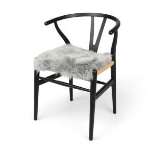 Nordic Sheep Coussin de si&egrave;ge Peau de Mouton 40x40 cm | Oreiller en Peau d'agneau et Coussin Moelleux en Poils Longs de Nouvelle-Z&eacute;lande | Id&eacute;al pour canap&eacute;, Chaise et lit | Couleur: Gris Clair (NATURES Collection, neuf)