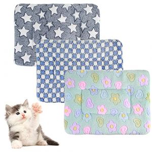 Lot de 3 lits en polaire pour petit animal, chauds et moelleux, tapis de couchage pour chaton, lapin, chinchilla, écureuil, hérisson (taille L : 48 x 30 cm, G) (BundleMall, neuf)
