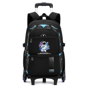 Amythe Sac a Dos à Roulette Garcon, 28 L Cartable Garcon a Roulettes, Sac D'école Collège et Primaire pour Enfants 9 à 16 ans, 6 roues pour L'école, Voyages et Loisirs, Noir (Amythe, neuf)