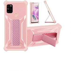 bojioderf Coque pour Wiko View 5 Coque &Eacute;tui Case Cover Hybride [avec Protection d'&eacute;cran en Verre tremp&eacute;] [Support magn&eacute;tique Pliable] [givr&eacute; r&eacute;sistant aux Empreintes digitales] Rosa (Oujietong, neuf)
