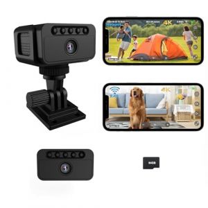 Bextgoo Mini Camera Espion sans Fil, 4K Camera de Surveillance sans Internet avec Carte TF de 64 Go, Vision Nocturne, D&eacute;tection Mouvement, Mini Cam&eacute;ras de Surveillance pour Int&eacute;rieur/Ext&eacute;rieur(Noir) (Bextgoo Direct FR, neuf)