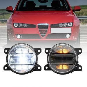 NSLUMO Feu antibrouillard LED DRL Feux diurnes pour Alfa Ro.meo Giulia Stelvio Pare-chocs avant Réflecteurs antibrouillard Ensemble Clignotants DLR Feu de circulation 2x lentille transparente (Nslumo Autolight, neuf)