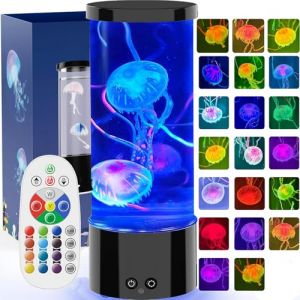AONESY Jellyfish Lampe m&eacute;duse avec 17 couleurs et t&eacute;l&eacute;commande, lampe m&eacute;duse avec 4 modes d'&eacute;clairage, lampe d'aquarium pour enfants, lampe &agrave; lave m&eacute;duses, lumi&egrave;re d'ambiance pour la relaxation, noir (YLDH, neuf)
