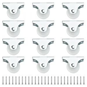 QUCUMER 12 Pcs Petite Roulette pour Meuble 25 mm, Mini Roulettes Directionnels, Roulette Fixe en Plastique et Métal, Petites Roulettes à Visser non Pivotantes, pour Meuble Chariots Cabinet Armoire (GEORGIOU-A, neuf)