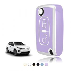 TOOMUME Coque Clé TPU, Etui Clé Étui Clé Adapté pour Peugeot 207 CC 308 SW 607 Expert Partner Tepee Citroen C4 C3 Picasso Berlingo Fiat Scudo, Couvre Clef Cache Cle Voiture Telécommande - Flip Key (TOOMUME, neuf)
