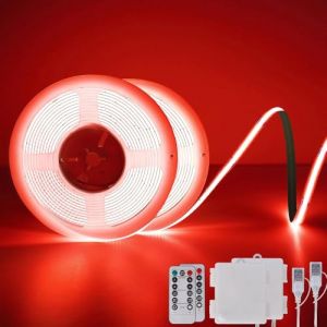 StarryEver Lot de 2 bandes LED COB &agrave; piles avec t&eacute;l&eacute;commande, 2 m, 640 LED, &agrave; intensit&eacute; variable, d&eacute;coupable, flexible, pour t&eacute;l&eacute;viseur, ordinateur, d&eacute;coration de voiture (rouge, 2 pi&egrave;ces) (WeiNaMei-UK, neuf)