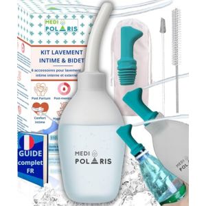 Poire Lavement intime sp&eacute;cialis&eacute;e 310 mL + Bidet, silicone transparent hygi&egrave;ne renforc&eacute;e, Canule &Eacute;paisse Confort & S&eacute;curit&eacute;, Hygi&egrave;ne Intime Homme/Femme, Dispositif M&eacute;dical Cl. I (Medipolaris, neuf)
