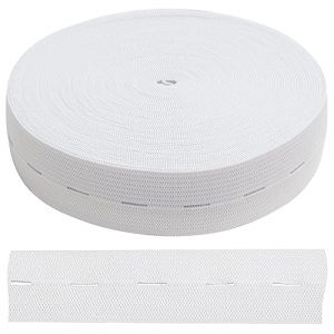 AERZETIX - C67388 - Elastique &agrave; boutonni&egrave;re plat 10 m - largeur 25 mm - couleur blanc - en polyester et latex - confection mercerie couture v&ecirc;tements tissu ceinture pantalon tricotage (Tuning, neuf)