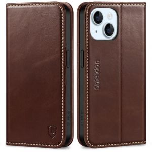 Shieldon Coque Cuir V&eacute;ritable pour iPhone 15 5G, Etui Portefeuille Housse Fonction de Soutien TPU Housse Porte-Carte Folio Anti-Choc [RFID Blocage] pour iPhone 15 (6,1 Pouces 2023) - Caf&eacute; R&eacute;tro (TG-Global FR, neuf)