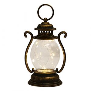 Monozoz Lanterne Vintage à LED, Lampe tempête LED, Lampes de Table de Chevet à Piles, Lanterne pour Noël, Halloween, randonnée, Camping, 16,2 cm (vusintalu, neuf)