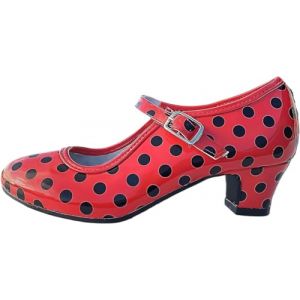 AMARU SANCHESU Chaussures de danse flamenco ou s&eacute;villane. Taille enfant et adulte, Rouge/taupe/noir, 25 EU (Saaron, neuf)