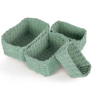 Vikcvcsc Paniers de Rangement, Lot de 4 Panier Osier Rangement Panier Rangement Salle de Bain pour Jouets B&eacute;b&eacute;, Cosm&eacute;tique, Id&eacute;al pour une Utilisation Comme de Salle de Bain, Cuisine(Vert) (Avokuya, neuf)