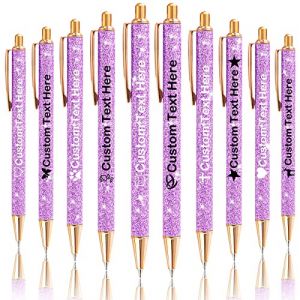 Xiuyours Stylo Personnalisé avec Nom Prénom, 10 Cadeau Stylo Personnalisable, Beau Stylos à Bille Personnalise pour Mariage Femme Fille Collegue, Violet (Lokfun, neuf)