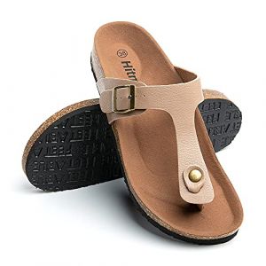 Hitmars Sandale Femme Tong Bout Ouvert Confort Mules Été Plates Chaussure et Nu-Pieds Boucle Sabots Noir Marron Bleu Or Léopard Argent Transparent Sandales Taille 36-43 EU Kaki 36 (Free Mobile OU, neuf)