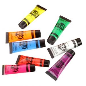 Healeved 8 pi&egrave;ces Peinture Visage Fluorescente Maquillage Corps Phosphorescent Peinture UV pour Halloween Carnaval et Fluo et Facile &agrave; Appliquer (Accompany JY, neuf)