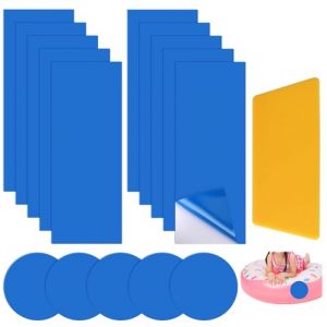 unillea Kit de R&eacute;paration Piscine Autocollant, 10 Rustines Rectangulaires + 5 Rondes Bleues, Fiches PVC &Eacute;tanches avec Spatule, Rustine sous l&rsquo;Eau pour Liner Piscine, Spa Gonflable, Matelas et Bateau (ZhangYinWen, neuf)