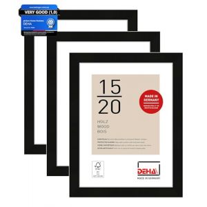DEHA Design cadre photo, 15 x 20 cm (set de 3), bois, Noir, cadre photopour poserau format paysage et portrait, verre synthétique, Fontana (Nielsen-Design, neuf)