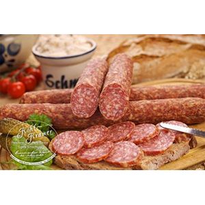 Letstaste Saucisson Sec - Saucisson Gourmand de Porc sans Lactose ni Gluten, avec Assaisonnement Naturel - Charcuterie Gastronomique Allemande - Recette Traditionnelle pour Plateau Apéro - 400 Gr (Jobo-Shop, neuf)