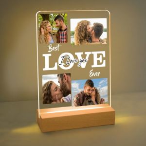 AIFLM Lampe Personnalis&eacute;e avec Photo - Cadre Photo Personnalis&eacute; avec LED - Veilleuse de Cadre Photo Personnalis&eacute; - Cadeau Couple Personnalis&eacute; Femme et Homme des Anniversaire - Cadeau de No&euml;l Lumineux (NUOYO, neuf)