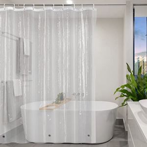 YISURE Rideau de Douche 200x200 Transparent, PEVA Rideau de Douche Transparent imperméable avec Fond aimanté pour Salle de Bain, Largeur 200 x Hauteur 200cm (JasmineHome, neuf)