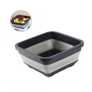 FRCOLOR Bassin Rétractable pour Lavage Bassine Portable pour Fruits Linge pour Camping et Voyage Design Compact et Antidérapant (White Beach, neuf)