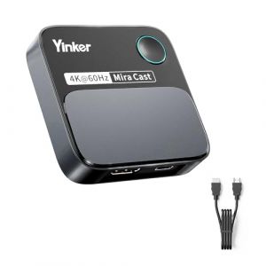 Dongle HDMI sans fil 4K60Hz Yinker 4K@60Hz 5G Miracast Adaptateur pour iOS, MacOS, Android, Windows, compatible avec Miracast, Airplay, DLNA format paysage ou portrait (Yinker-Direct, neuf)