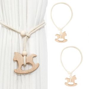 2 embrasses rideau cheval bois style nordique, design r&eacute;glable, bois premium, solides et raffin&eacute;es, attache rideau, embrasse rideau magnetique (Anilalowbility, neuf)