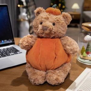 Doudou en peluche, 24 cm, avec citrouille, fant&ocirc;me, jouet diable rempli avec chapeaux rabattables, coussin de citrouille pour Halloween (ours citrouille) (Mdream, neuf)