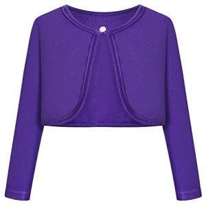 BONNY BILLY Gilet Fille Manches Longues Tricot Court Bol&eacute;ro Cardigan Enfant Fille 8-9 Ans Violet Fonc&eacute; (BONNY BILLY CLOTHING, neuf)